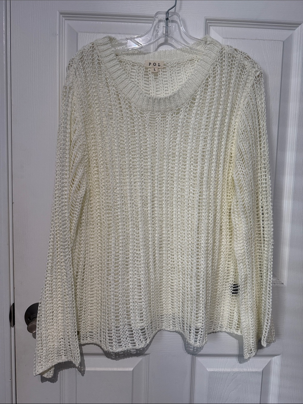 NWOT POL Cream Open-Knit Scoop Neck Sweater. Size large.